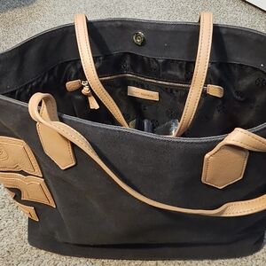 Tory Burch Black Tote with Tan Details